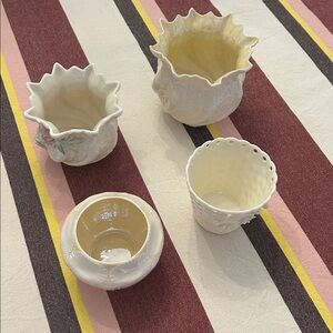 Four Belleek vases from Ireland